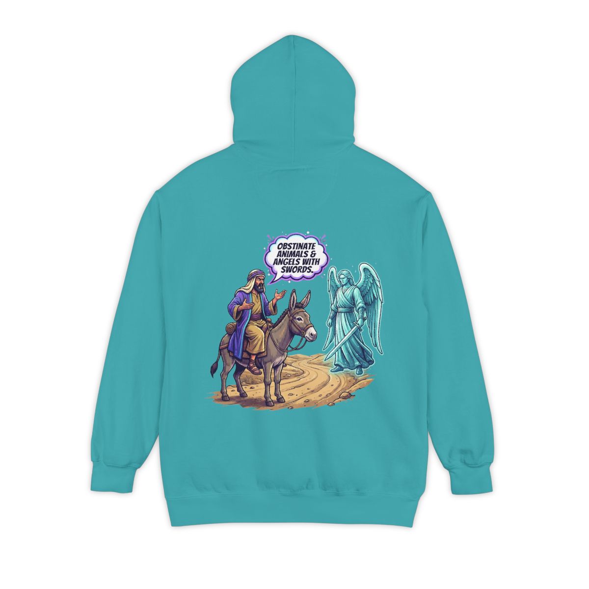 Color: Seafoam | Good Book Series Obstinate Animals & Angels With Swords Garment-Dyed Hoodie