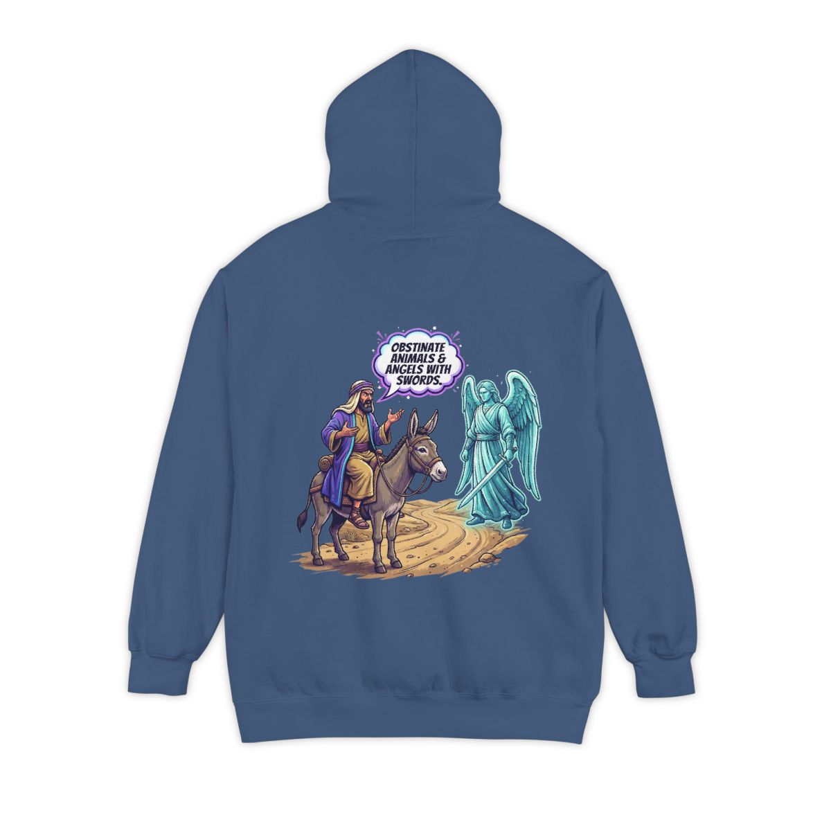 Color: True Navy | Good Book Series Obstinate Animals & Angels With Swords Garment-Dyed Hoodie