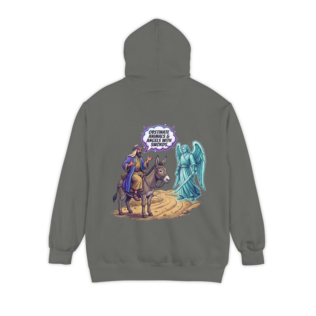 Color: Grey | Good Book Series Obstinate Animals & Angels With Swords Garment-Dyed Hoodie
