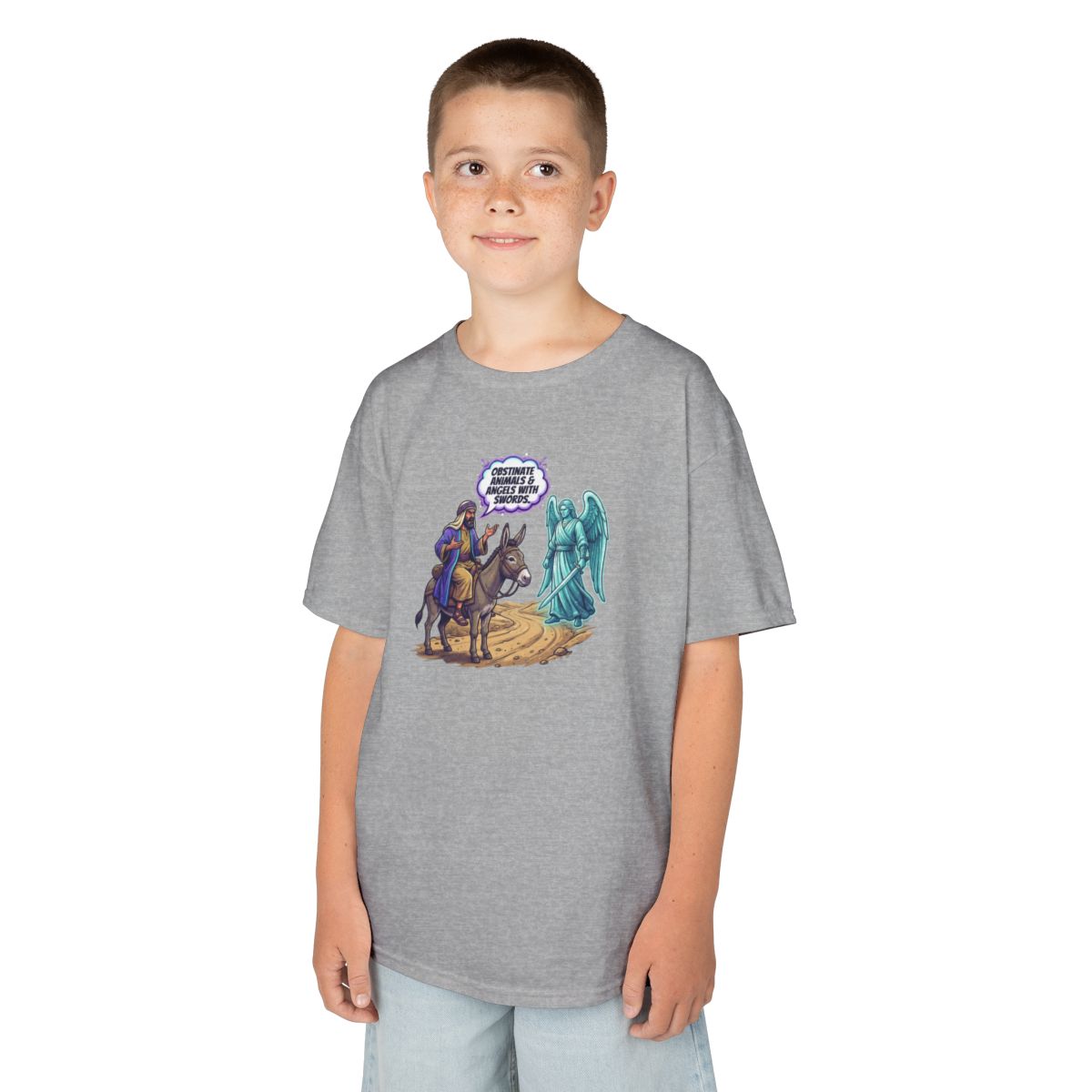 Color: Sport Grey | Good Book Series Obstinate Animals & Angels With Swords Kids Tee