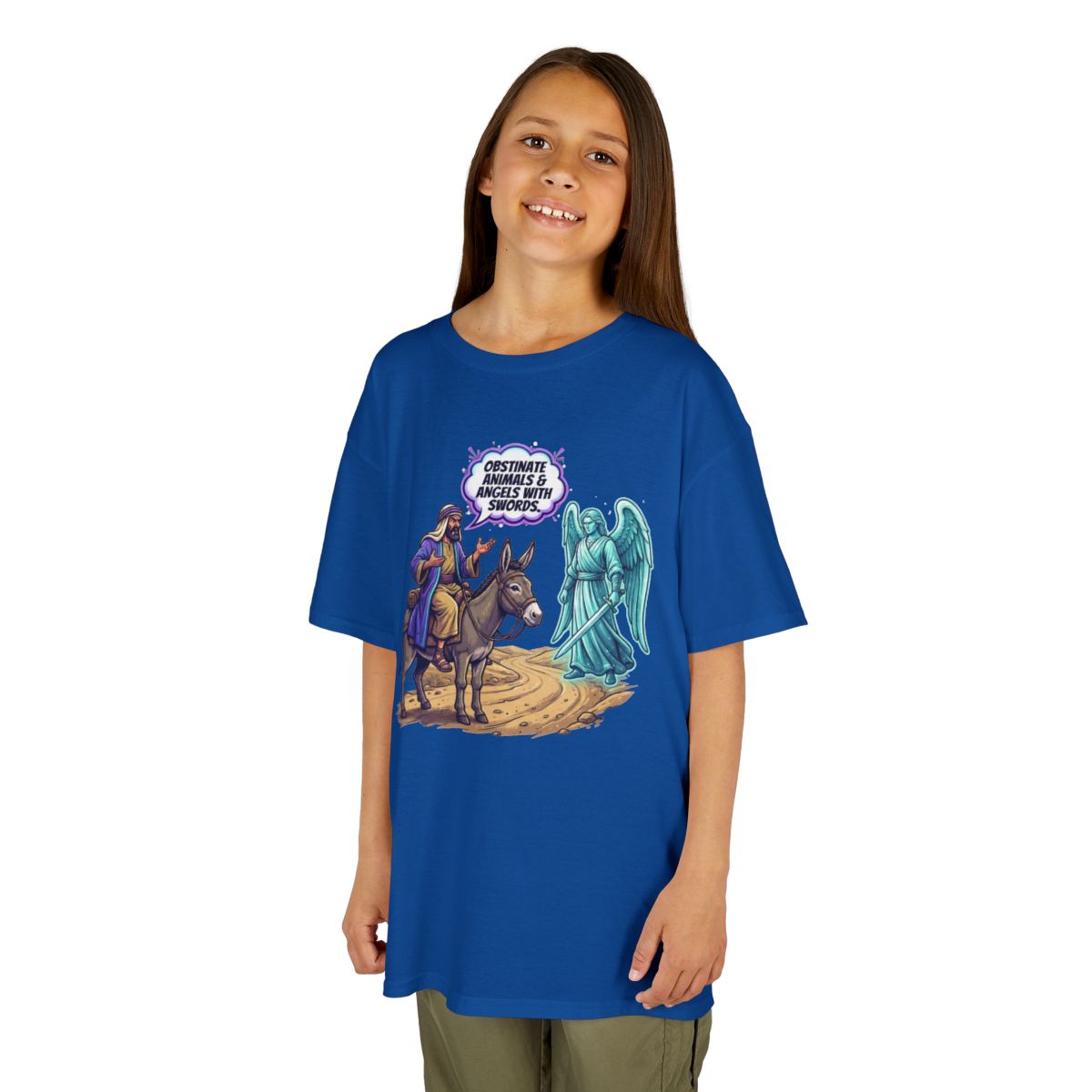 Color: Royal | Good Book Series Obstinate Animals & Angels With Swords Kids Tee