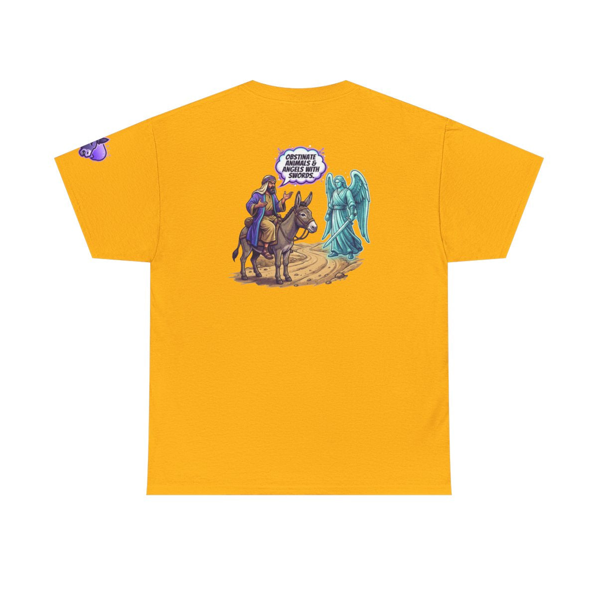 Color: Gold | Good Book Series Obstinate Animals & Angels With Swords Premium Graphic Tee