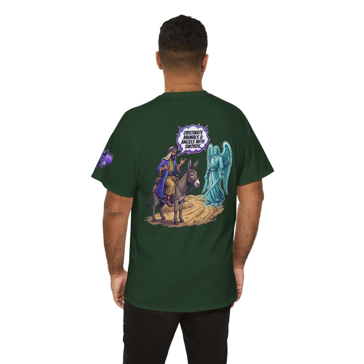 Color: Forest Green | Good Book Series Obstinate Animals & Angels With Swords Premium Graphic Tee
