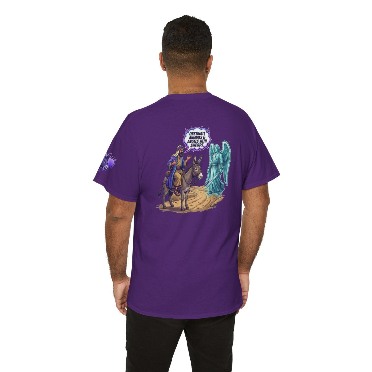 Color: Purple | Good Book Series Obstinate Animals & Angels With Swords Premium Graphic Tee