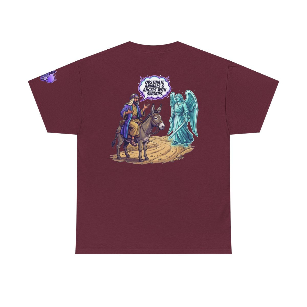 Color: Maroon | Good Book Series Obstinate Animals & Angels With Swords Premium Graphic Tee