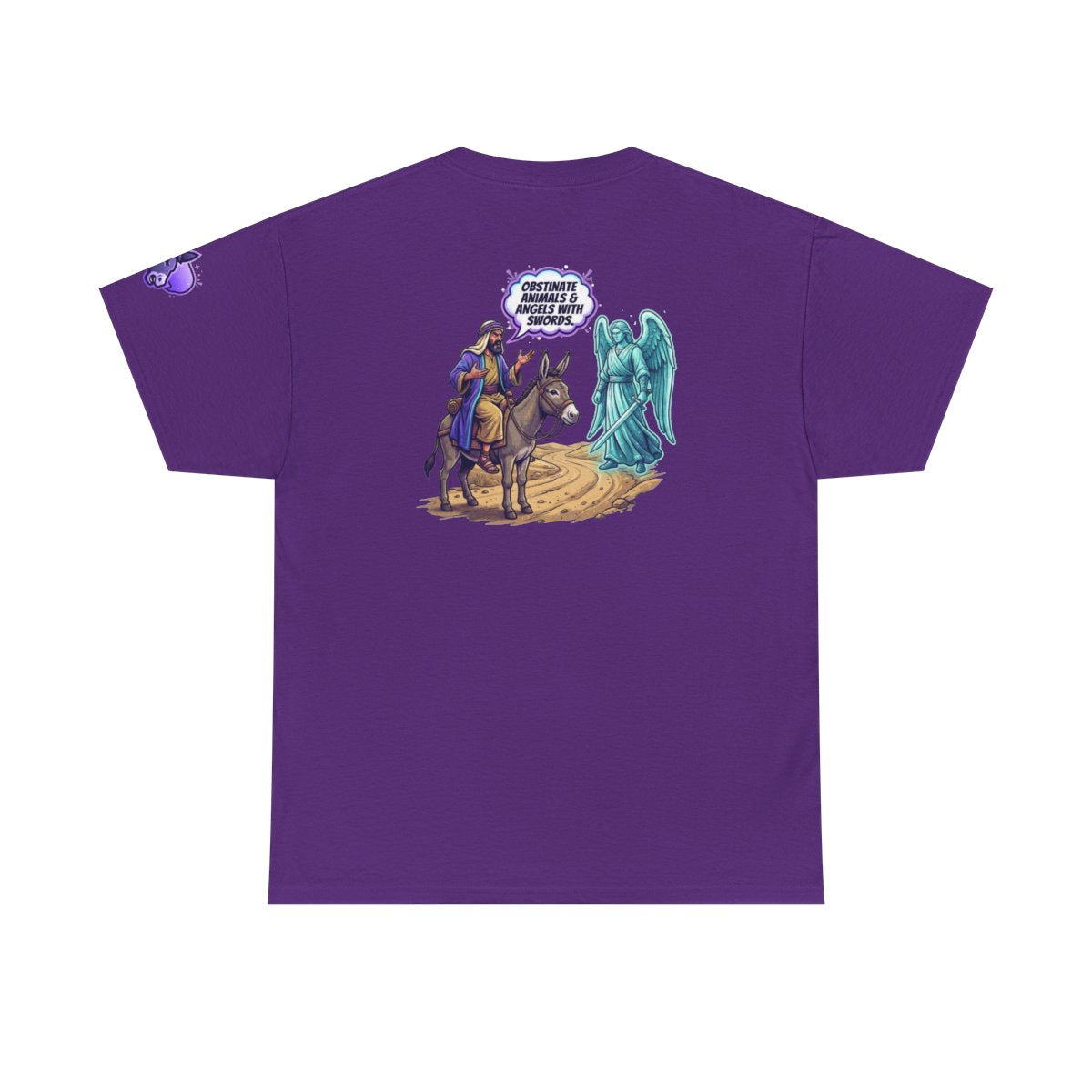 Color: Purple | Good Book Series Obstinate Animals & Angels With Swords Premium Graphic Tee