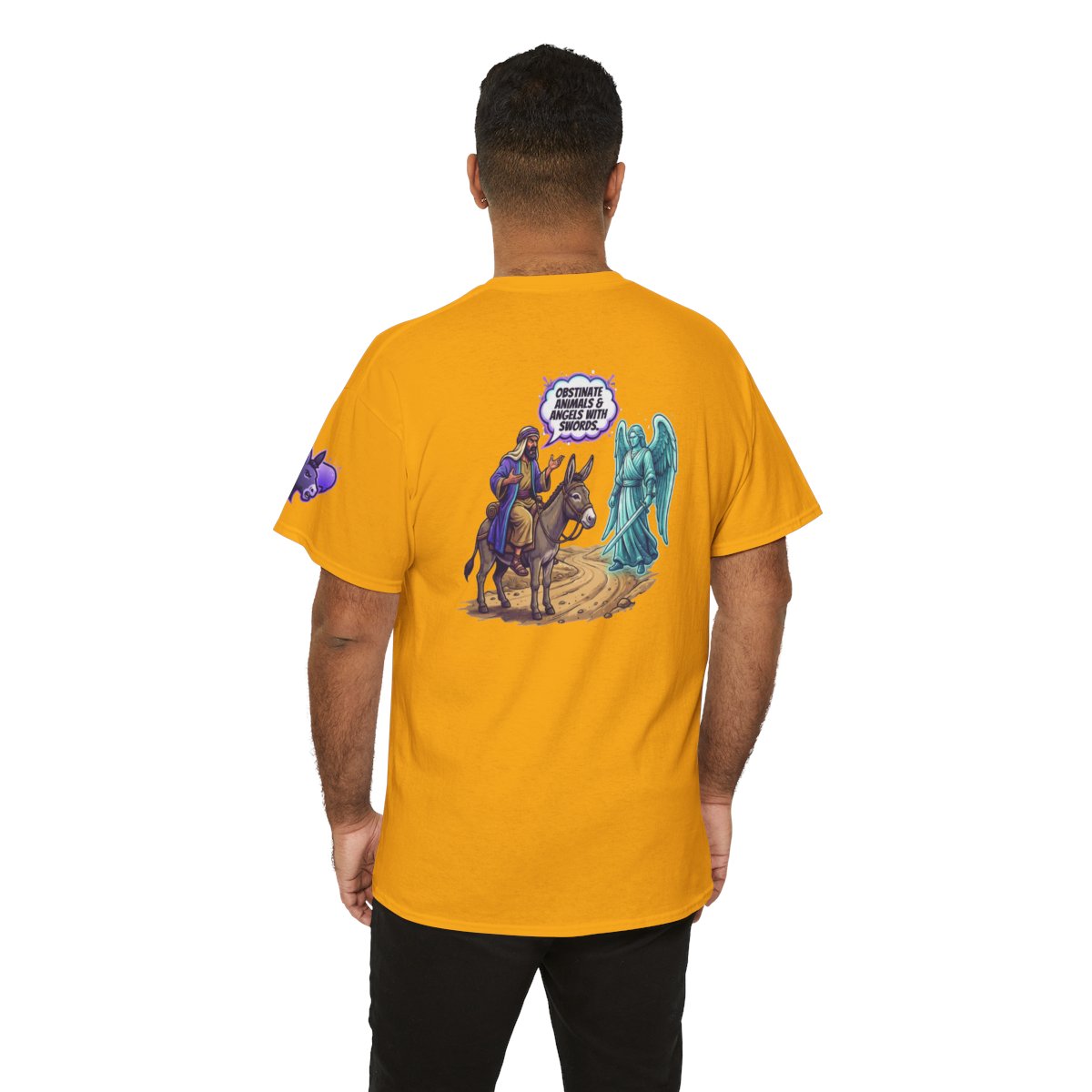 Color: Gold | Good Book Series Obstinate Animals & Angels With Swords Premium Graphic Tee