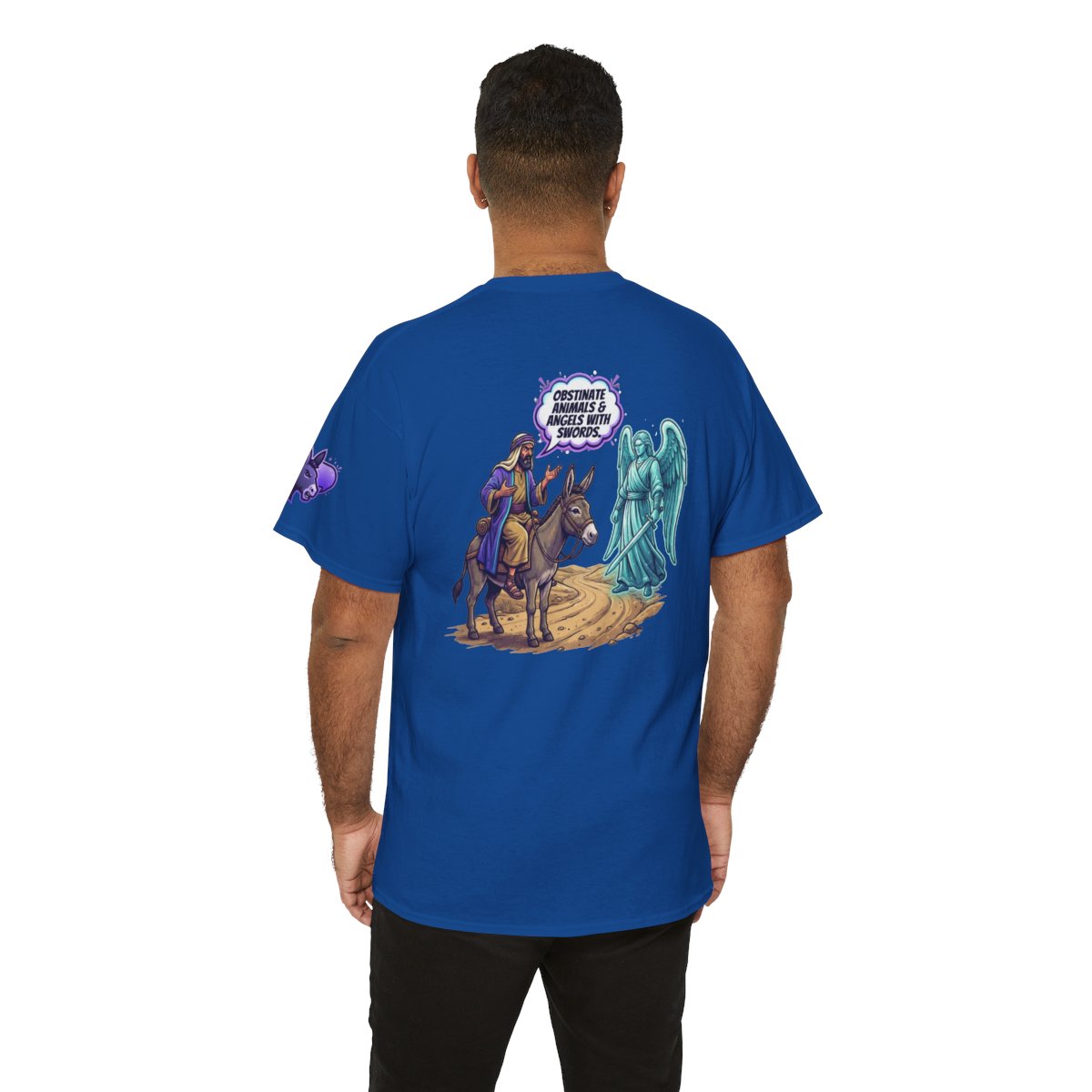 Color: Royal | Good Book Series Obstinate Animals & Angels With Swords Premium Graphic Tee