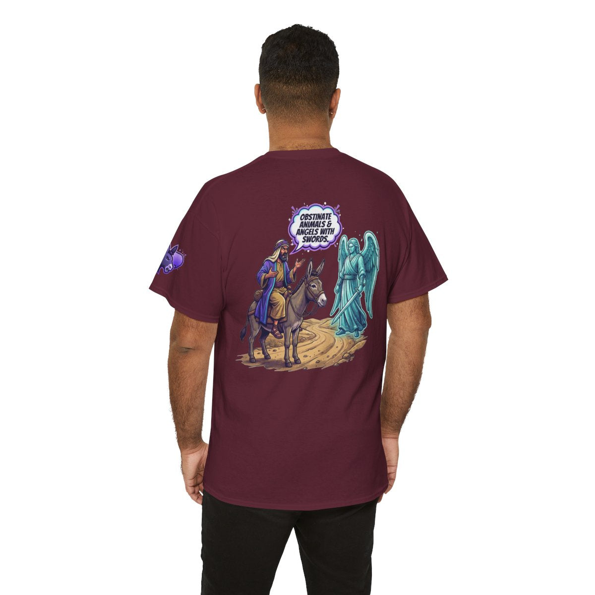 Color: Maroon | Good Book Series Obstinate Animals & Angels With Swords Premium Graphic Tee