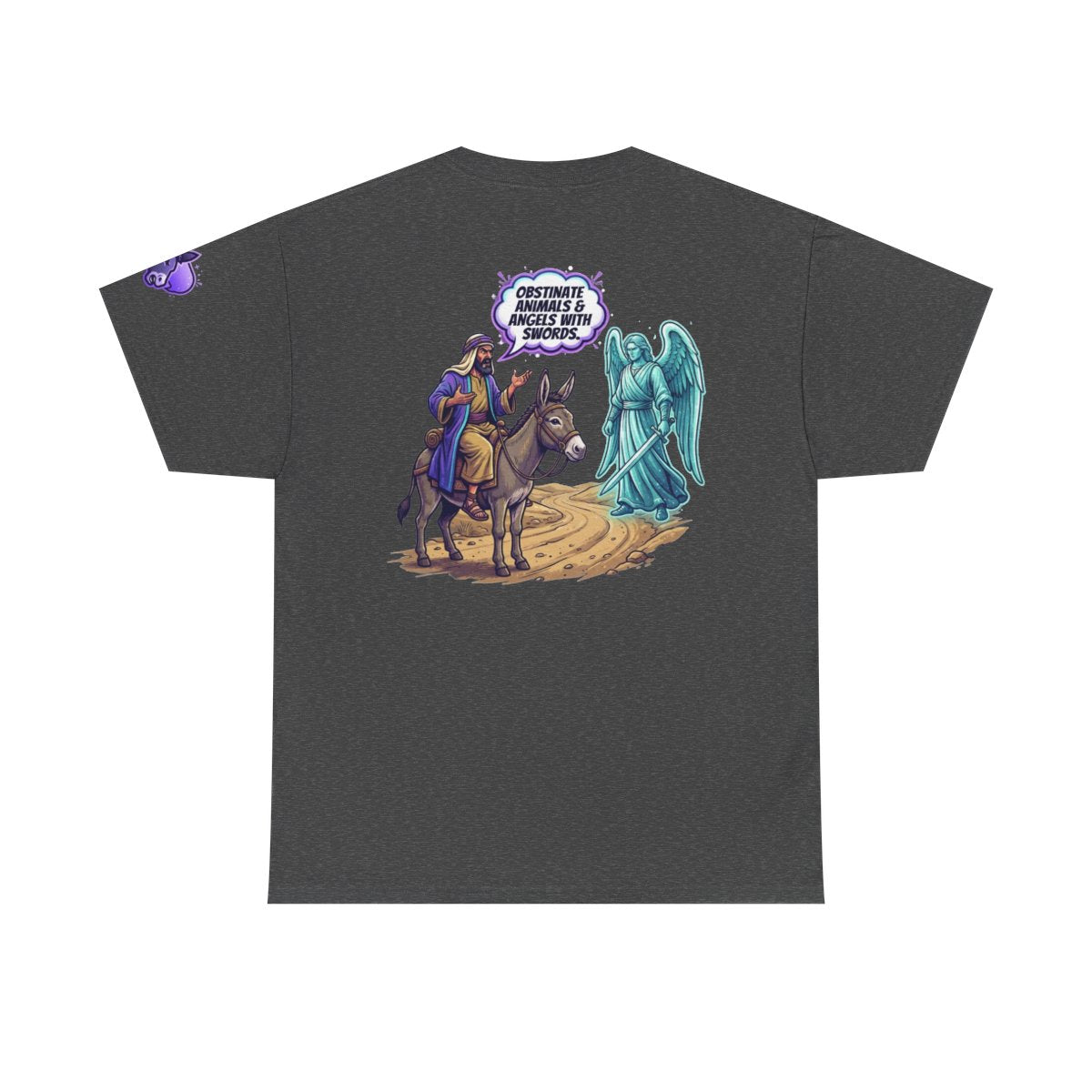 Color: Dark Heather | Good Book Series Obstinate Animals & Angels With Swords Premium Graphic Tee