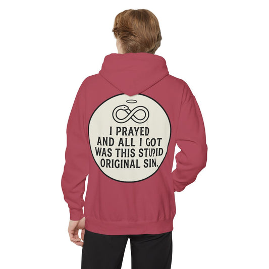 Color: Crimson | Good Book Series Original Sin Garment-Dyed Hoodie