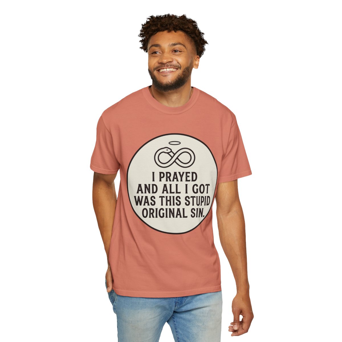 Color: Terracotta | Good Book Series Original Sin Unisex Garment-Dyed Tee