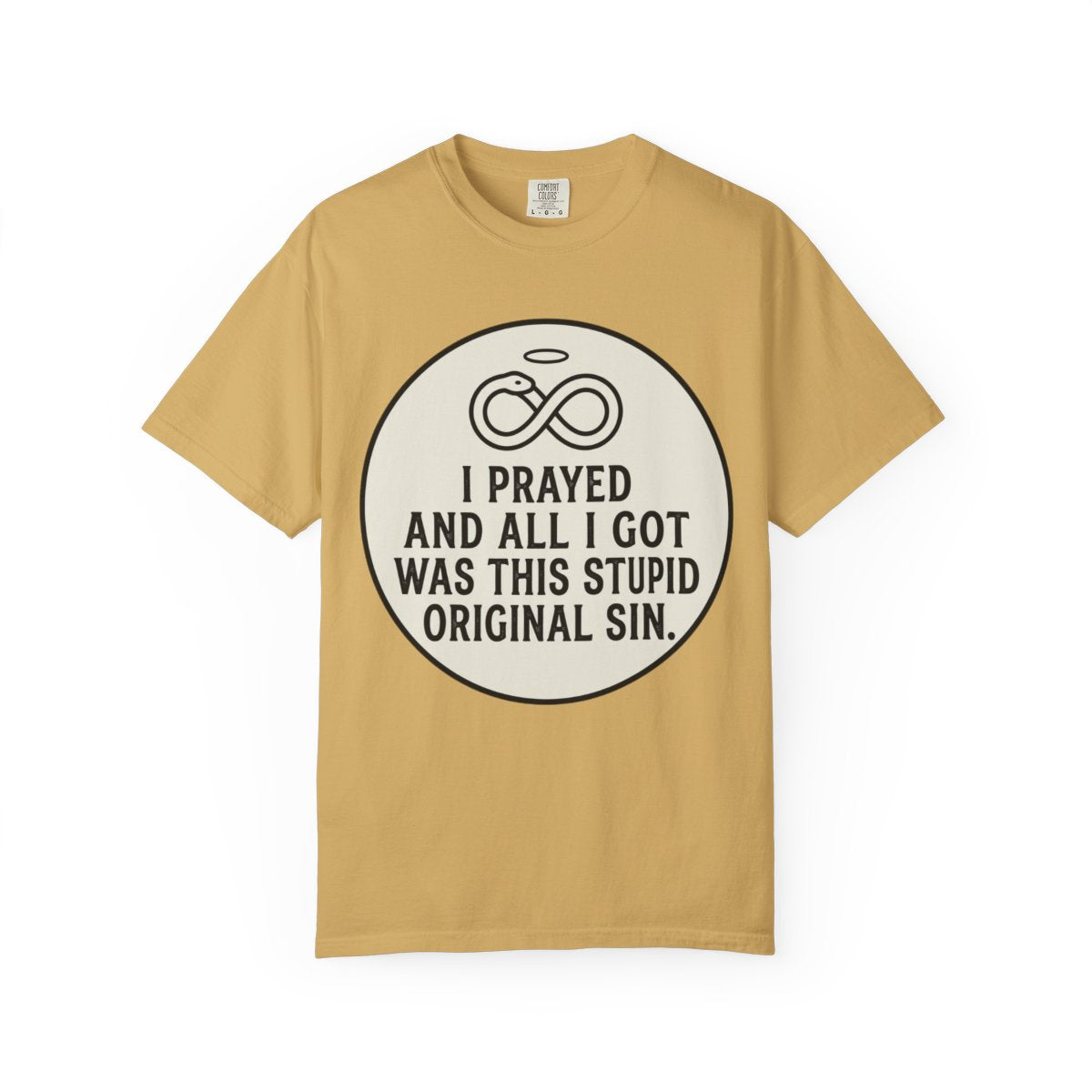 Color: Mustard | Good Book Series Original Sin Unisex Garment-Dyed Tee