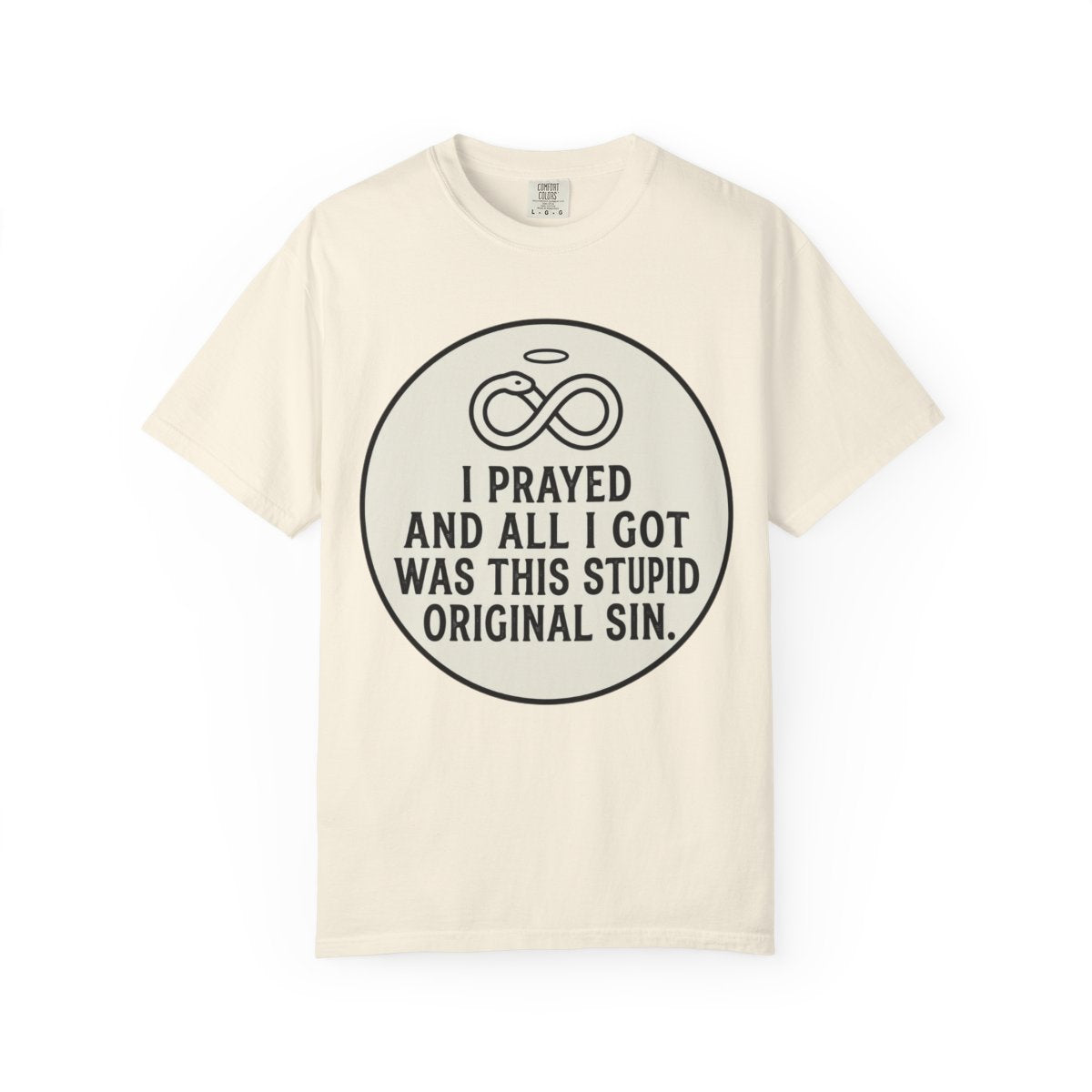 Color: Ivory | Good Book Series Original Sin Unisex Garment-Dyed Tee