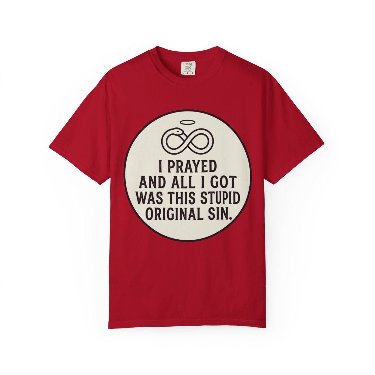 Color: Red | Good Book Series Original Sin Unisex Garment-Dyed Tee