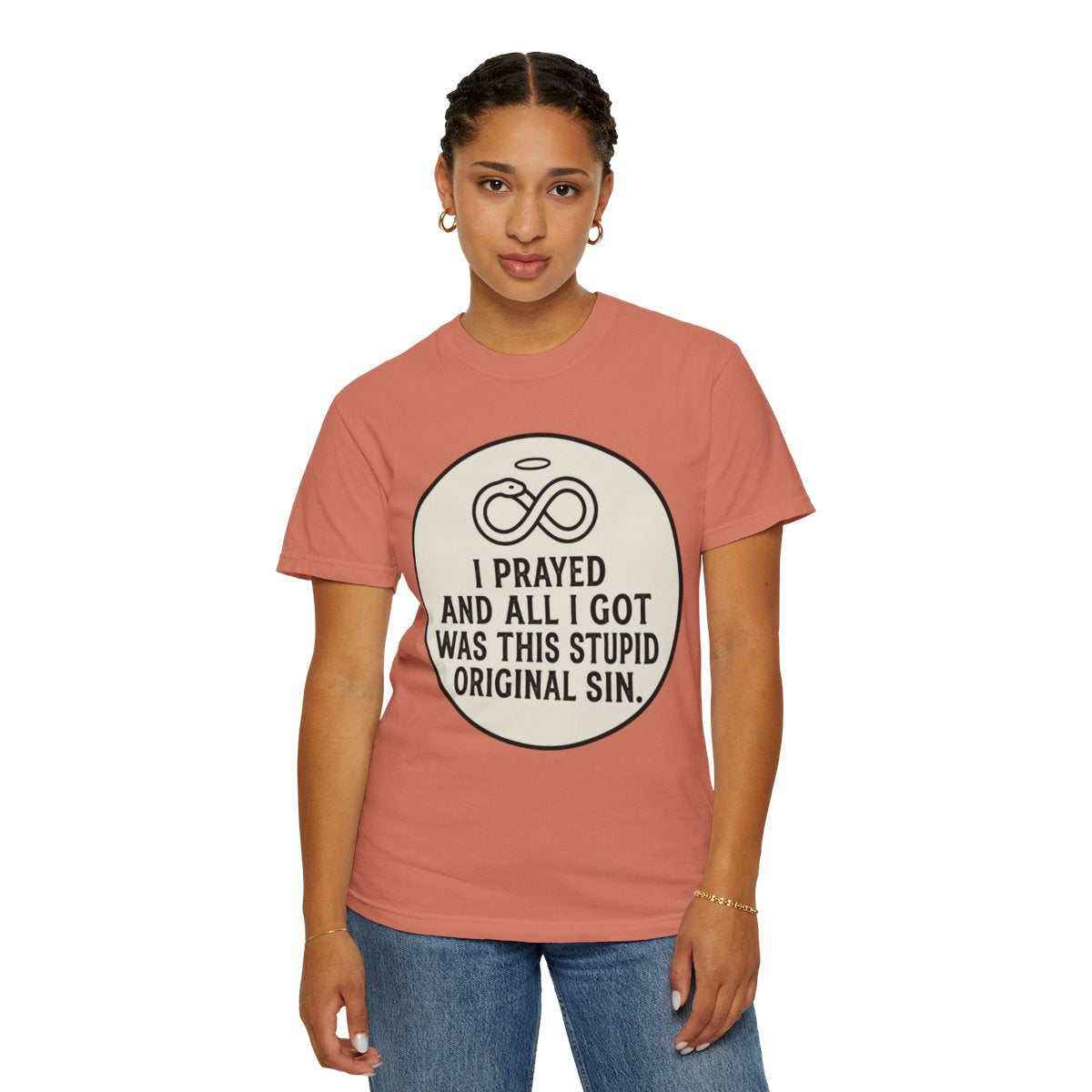 Color: Terracotta | Good Book Series Original Sin Unisex Garment-Dyed Tee
