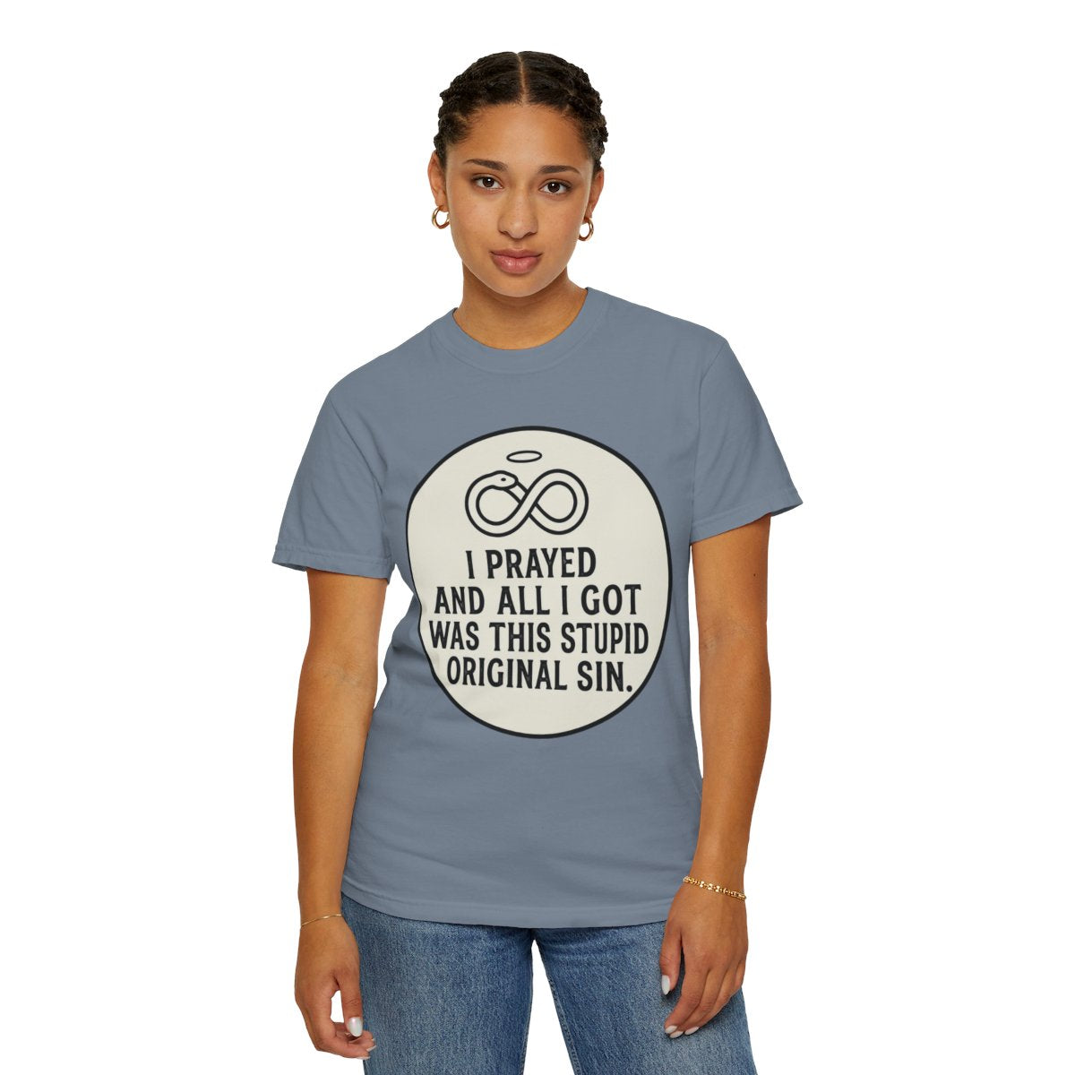 Color: Blue Jean | Good Book Series Original Sin Unisex Garment-Dyed Tee