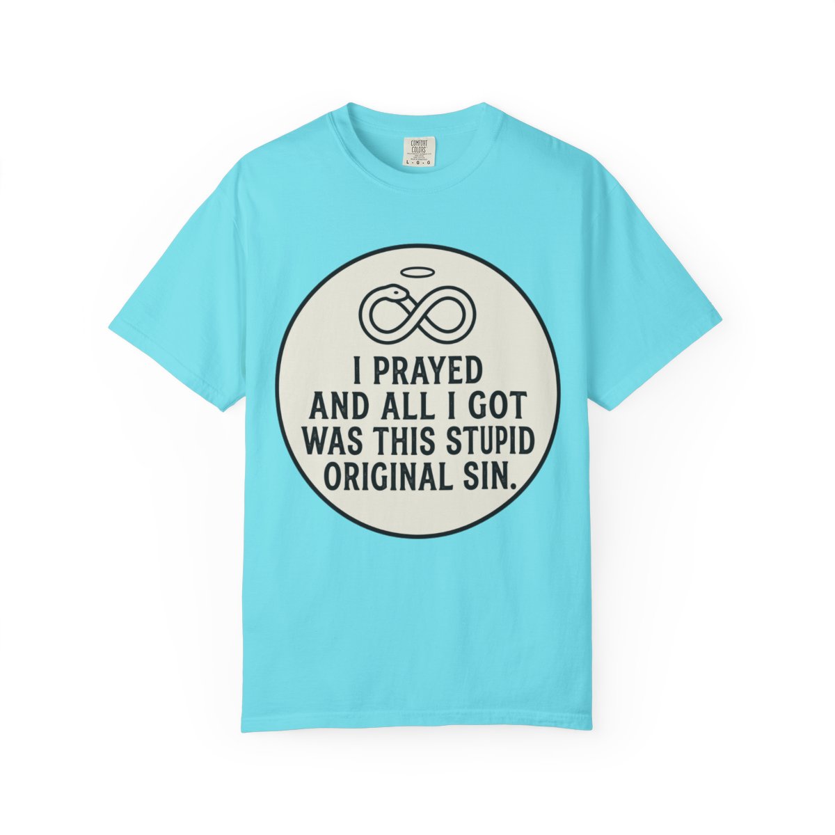 Color: Lagoon Blue | Good Book Series Original Sin Unisex Garment-Dyed Tee