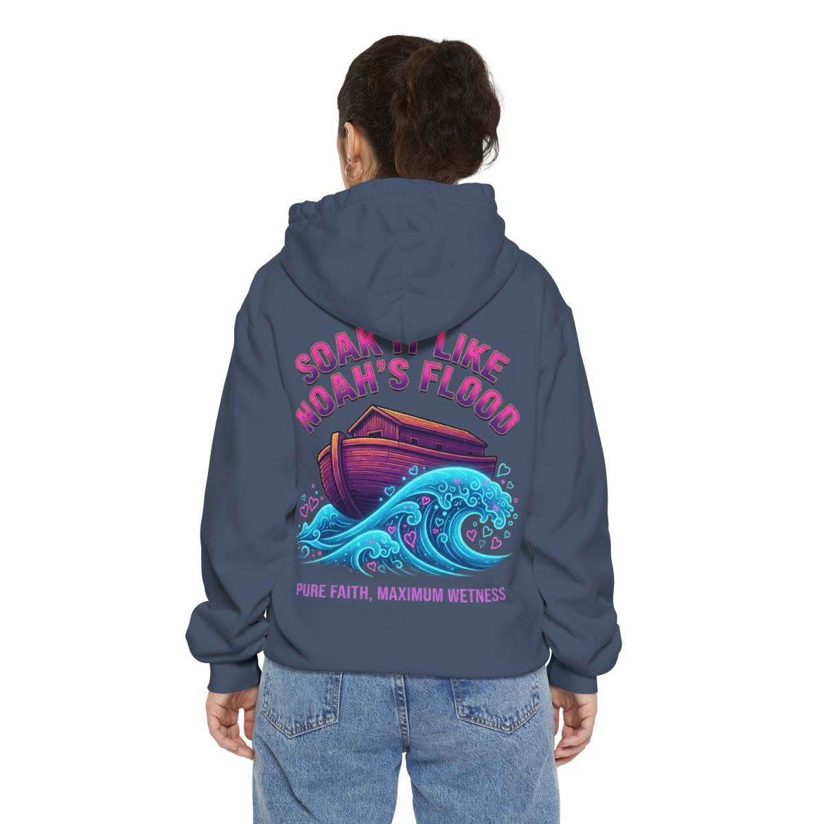 Color: Denim | Good Book Series Soak it Like Noah's Flood Garment-Dyed Hoodie