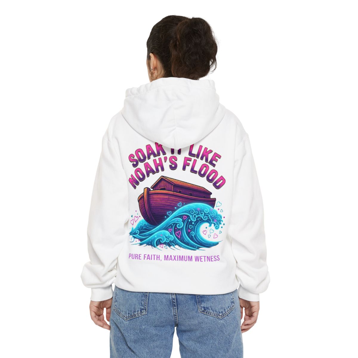 Color: White | Good Book Series Soak it Like Noah's Flood Garment-Dyed Hoodie