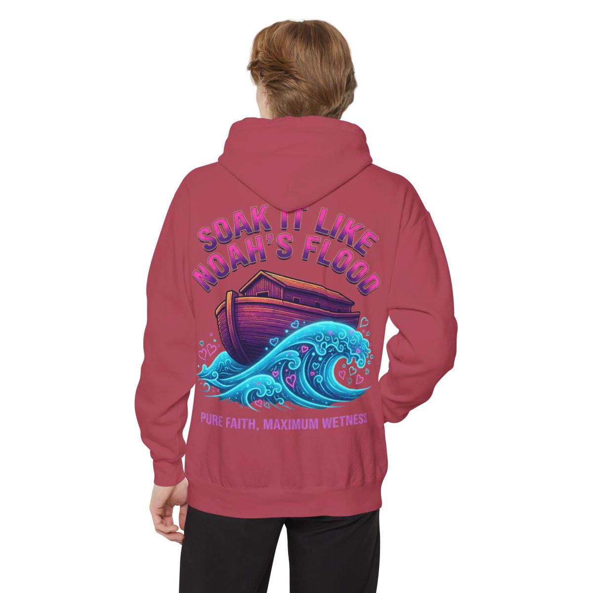 Color: Crimson | Good Book Series Soak it Like Noah's Flood Garment-Dyed Hoodie