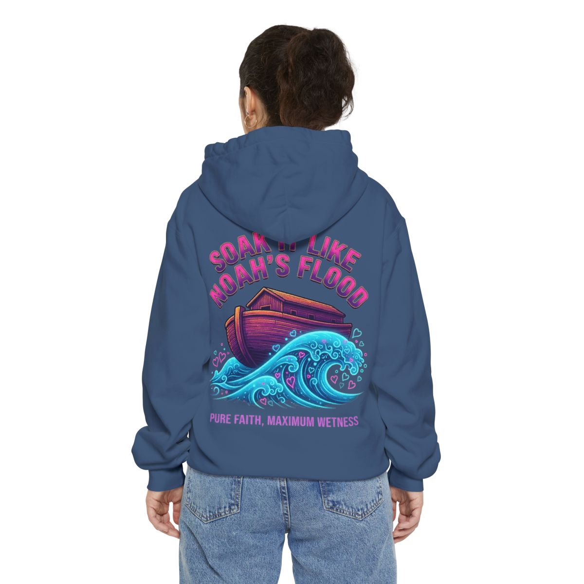 Color: True Navy | Good Book Series Soak it Like Noah's Flood Garment-Dyed Hoodie