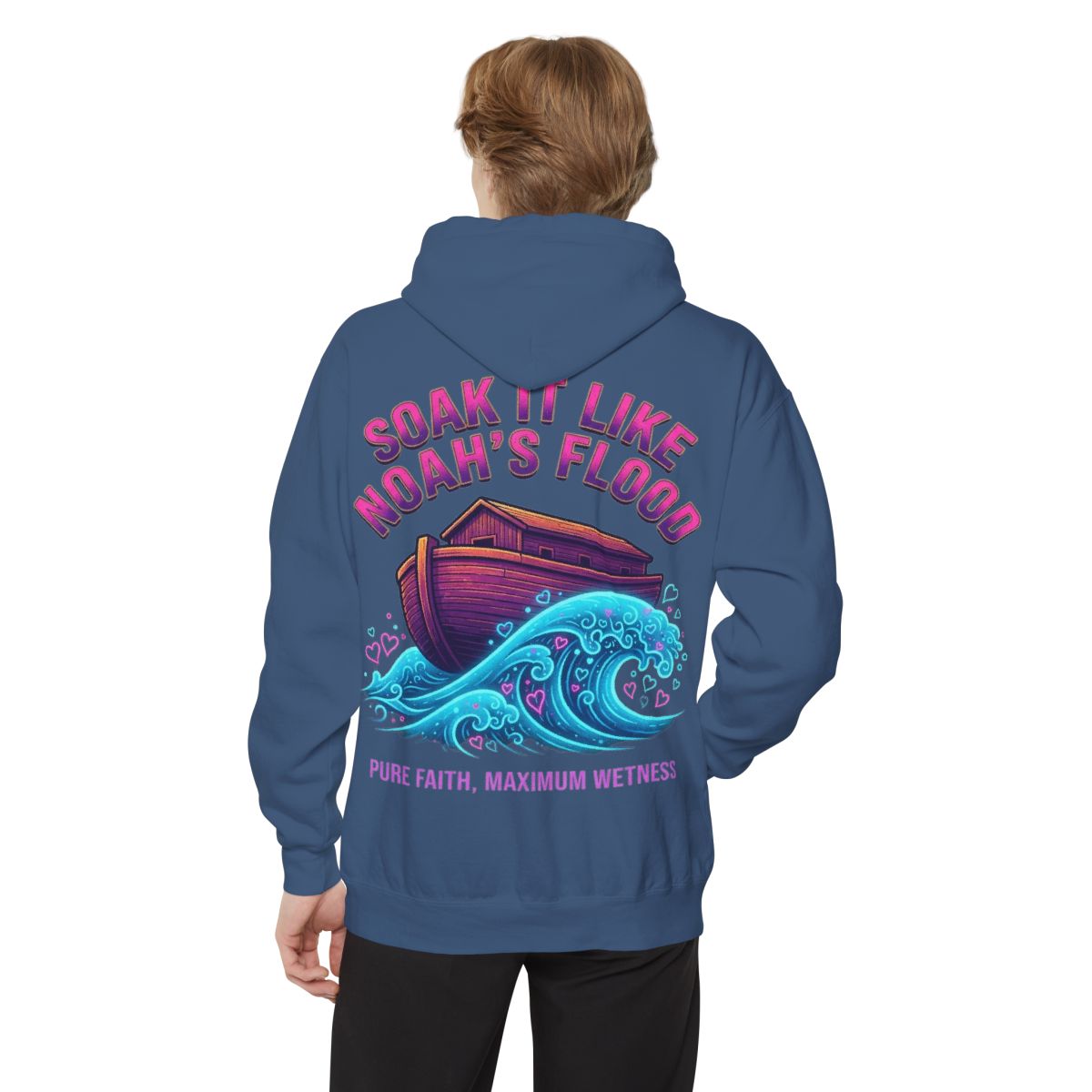Color: True Navy | Good Book Series Soak it Like Noah's Flood Garment-Dyed Hoodie