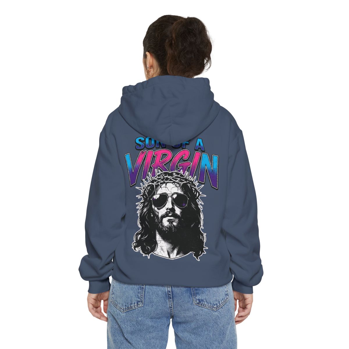 Color: Denim | Good Book Series - Son of A Virgin Garment-Dyed Hoodie