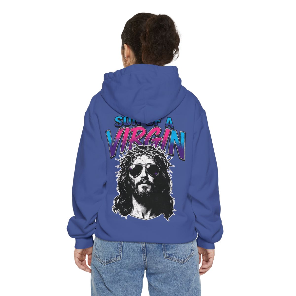 Color: Flo Blue | Good Book Series - Son of A Virgin Garment-Dyed Hoodie