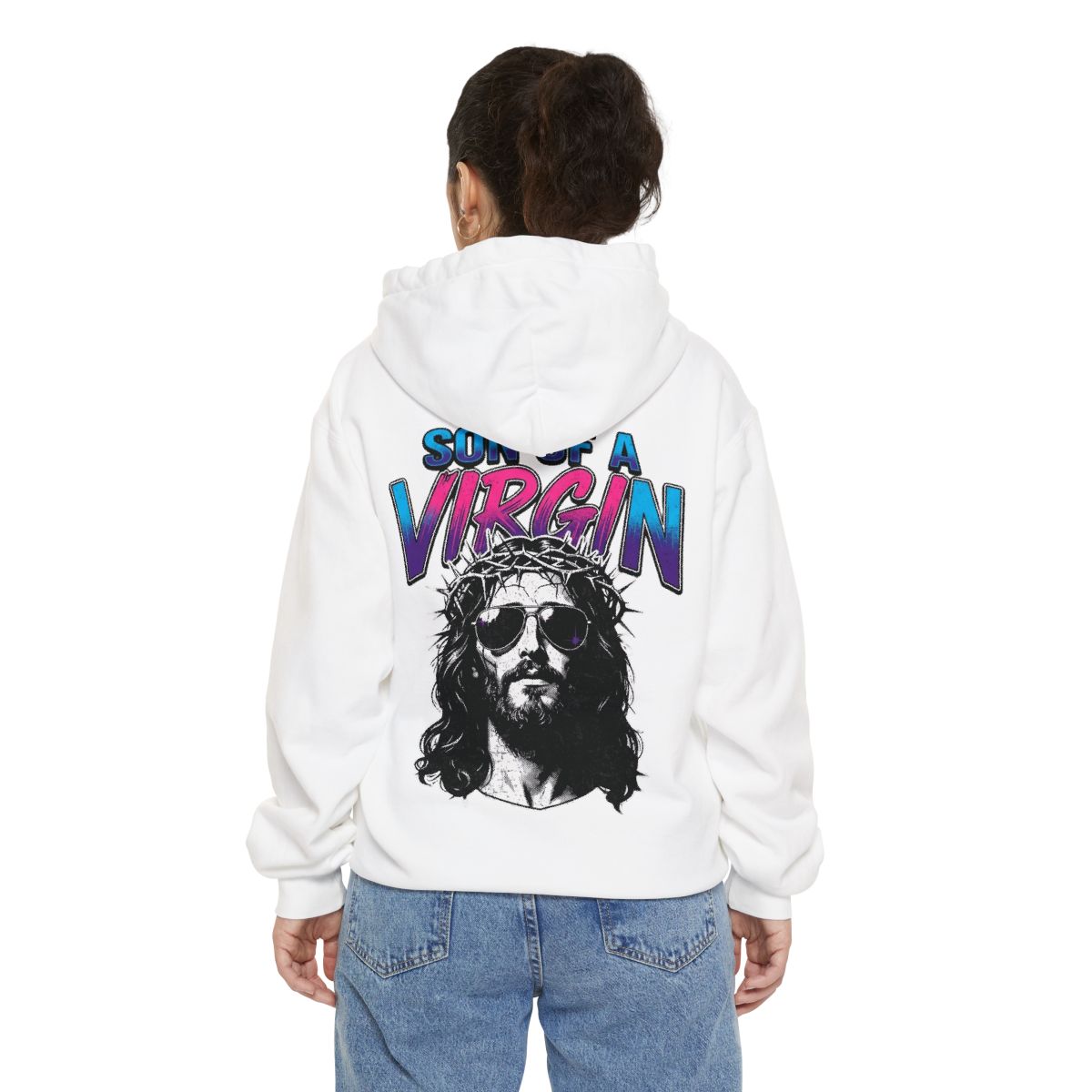 Color: White | Good Book Series - Son of A Virgin Garment-Dyed Hoodie