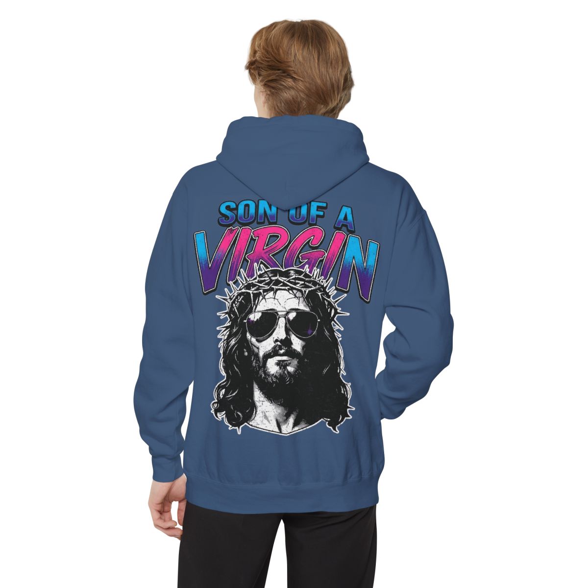 Color: True Navy | Good Book Series - Son of A Virgin Garment-Dyed Hoodie