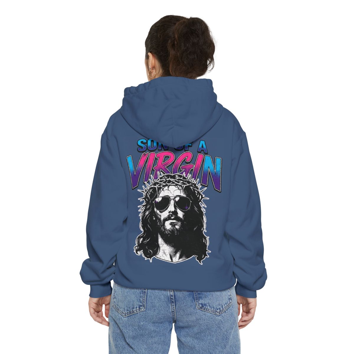 Color: True Navy | Good Book Series - Son of A Virgin Garment-Dyed Hoodie