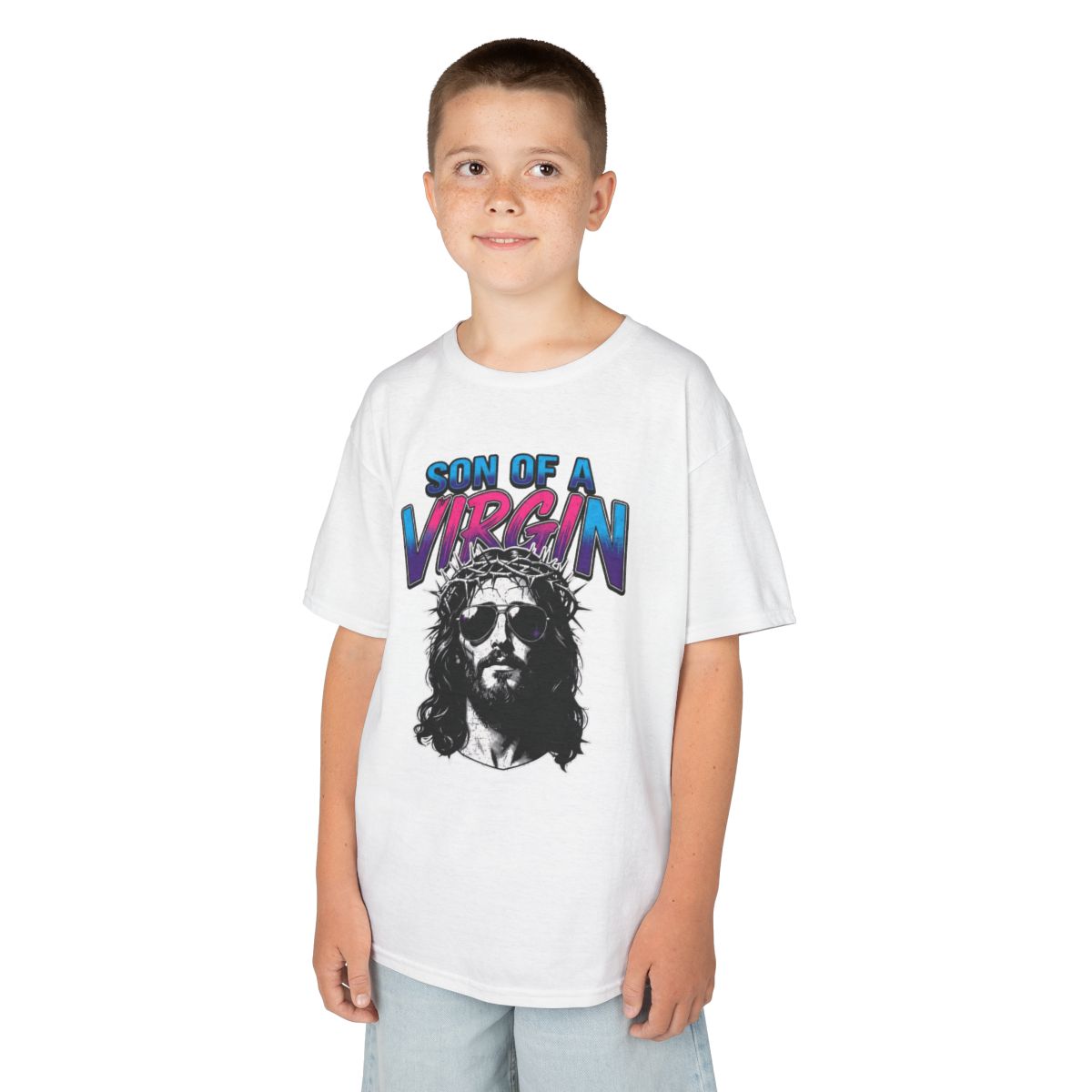 Color: White | Good Book Series - Son of A Virgin Kids Tee