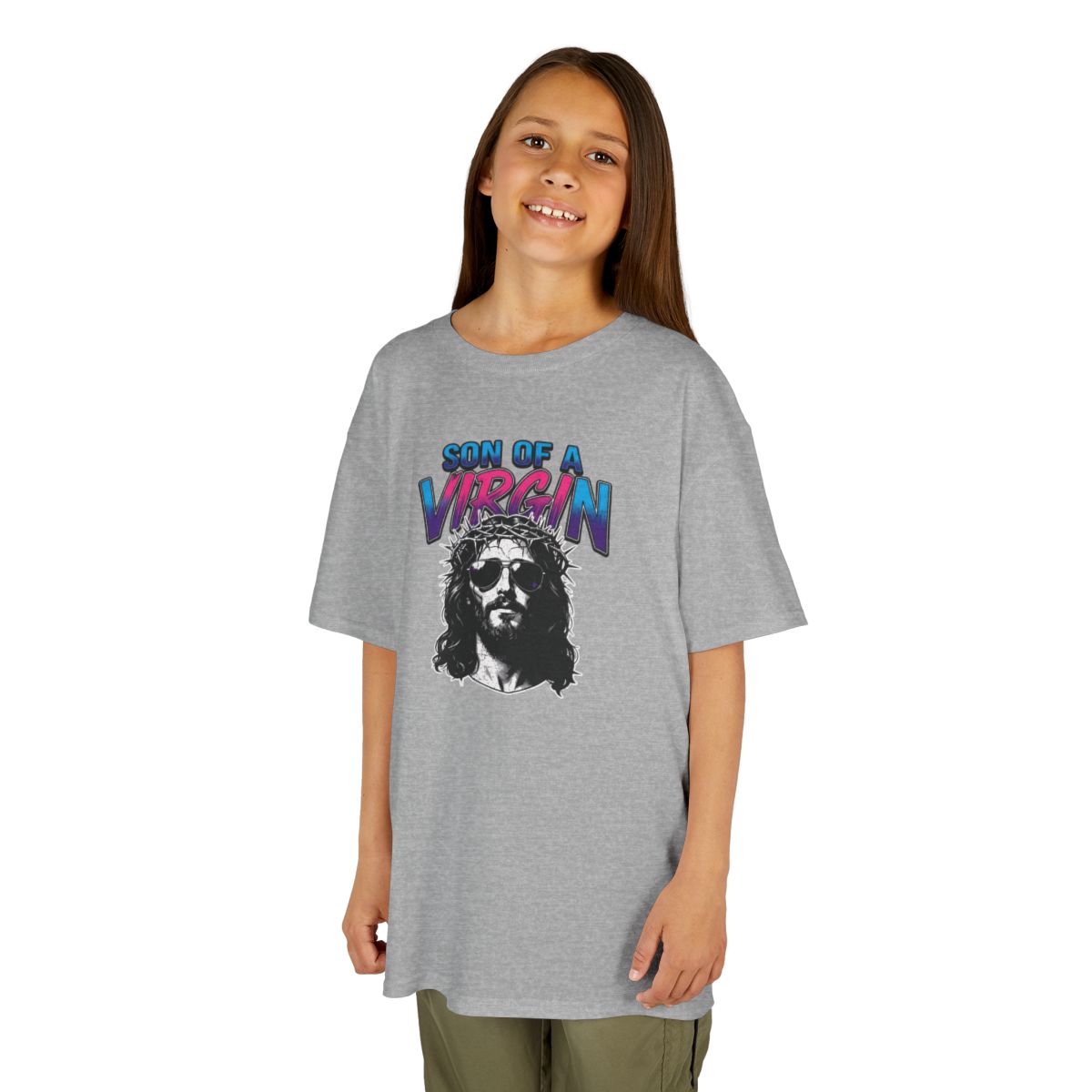 Color: Sport Grey | Good Book Series - Son of A Virgin Kids Tee