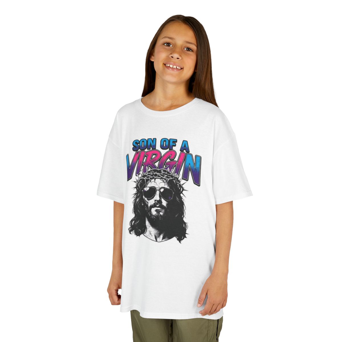 Color: White | Good Book Series - Son of A Virgin Kids Tee