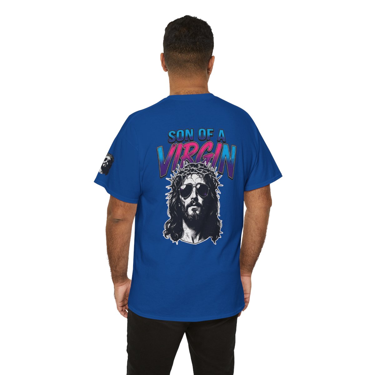 Color: Royal | Good Book Series - Son of A Virgin Premium Graphic Tee