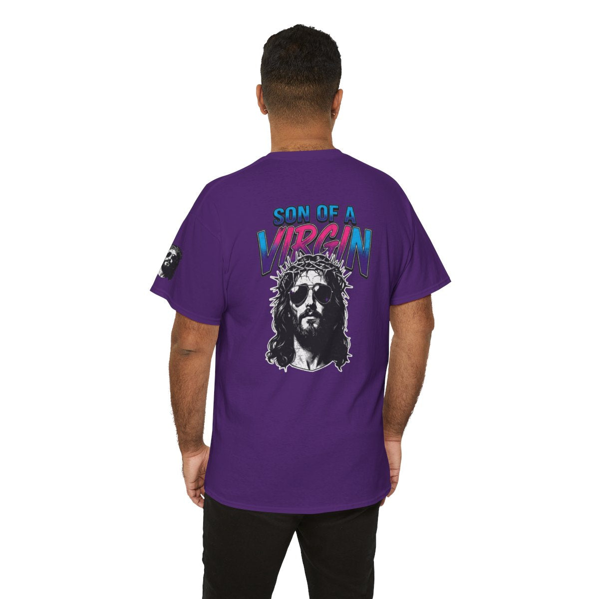 Color: Purple | Good Book Series - Son of A Virgin Premium Graphic Tee