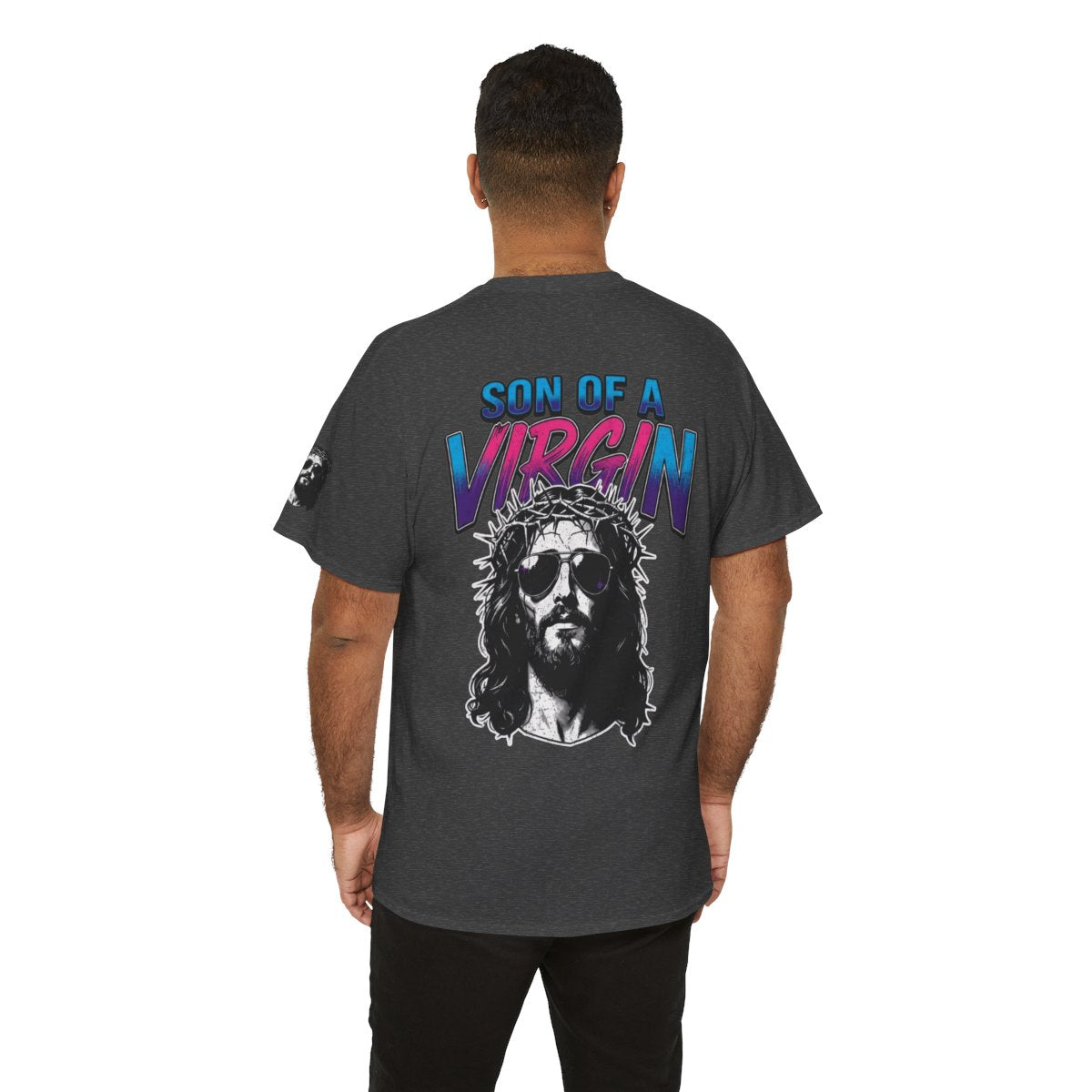Color: Dark Heather | Good Book Series - Son of A Virgin Premium Graphic Tee