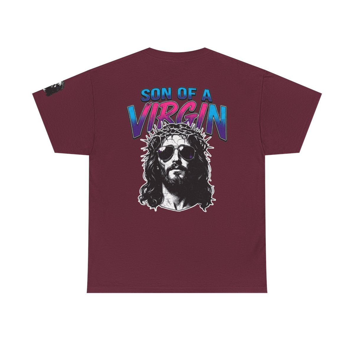 Color: Maroon | Good Book Series - Son of A Virgin Premium Graphic Tee