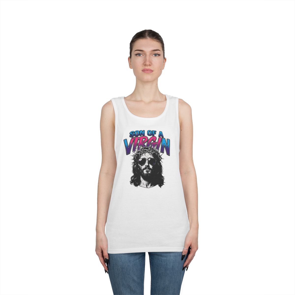 Color: White | Good Book Series - Son of A Virgin Tank Top