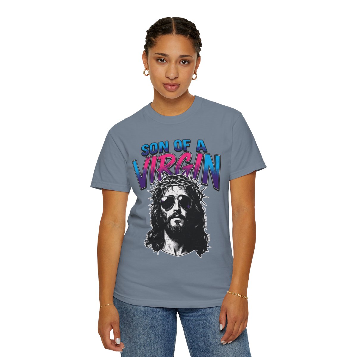Color: Blue Jean | Good Book Series - Son of A Virgin Unisex Garment-Dyed Tee