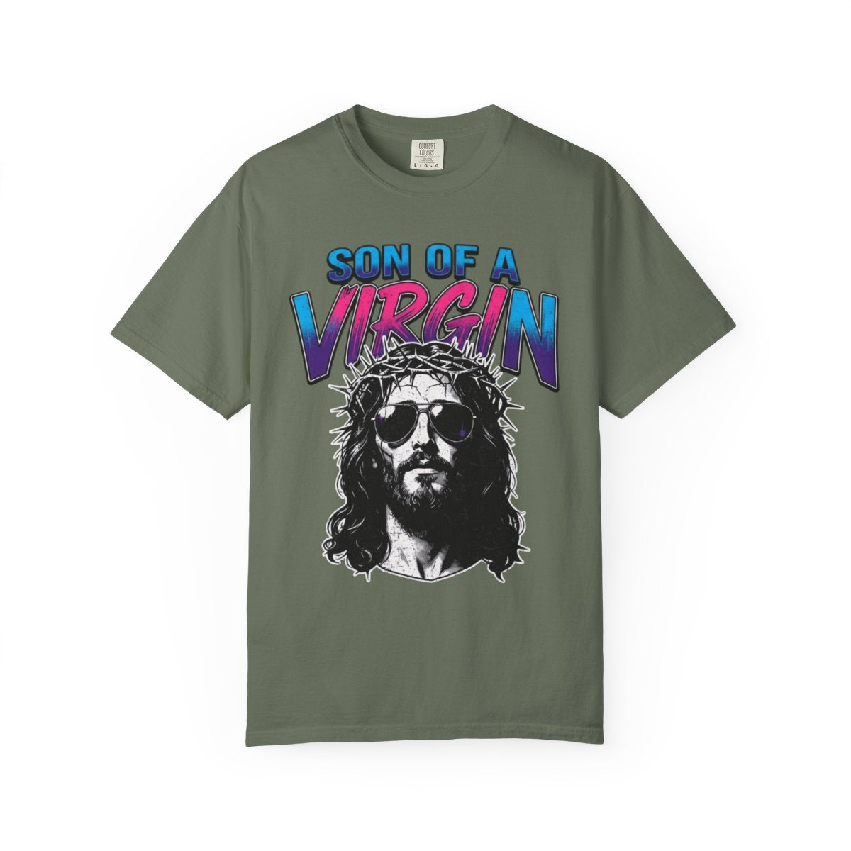 Color: Moss | Good Book Series - Son of A Virgin Unisex Garment-Dyed Tee
