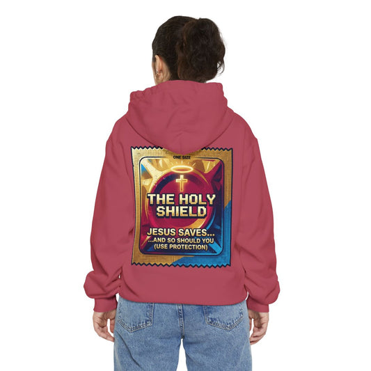 Color: Crimson | Good Book Series The Holy Shield Garment-Dyed Hoodie