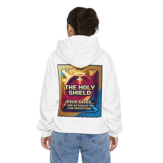 Color: White | Good Book Series The Holy Shield Garment-Dyed Hoodie