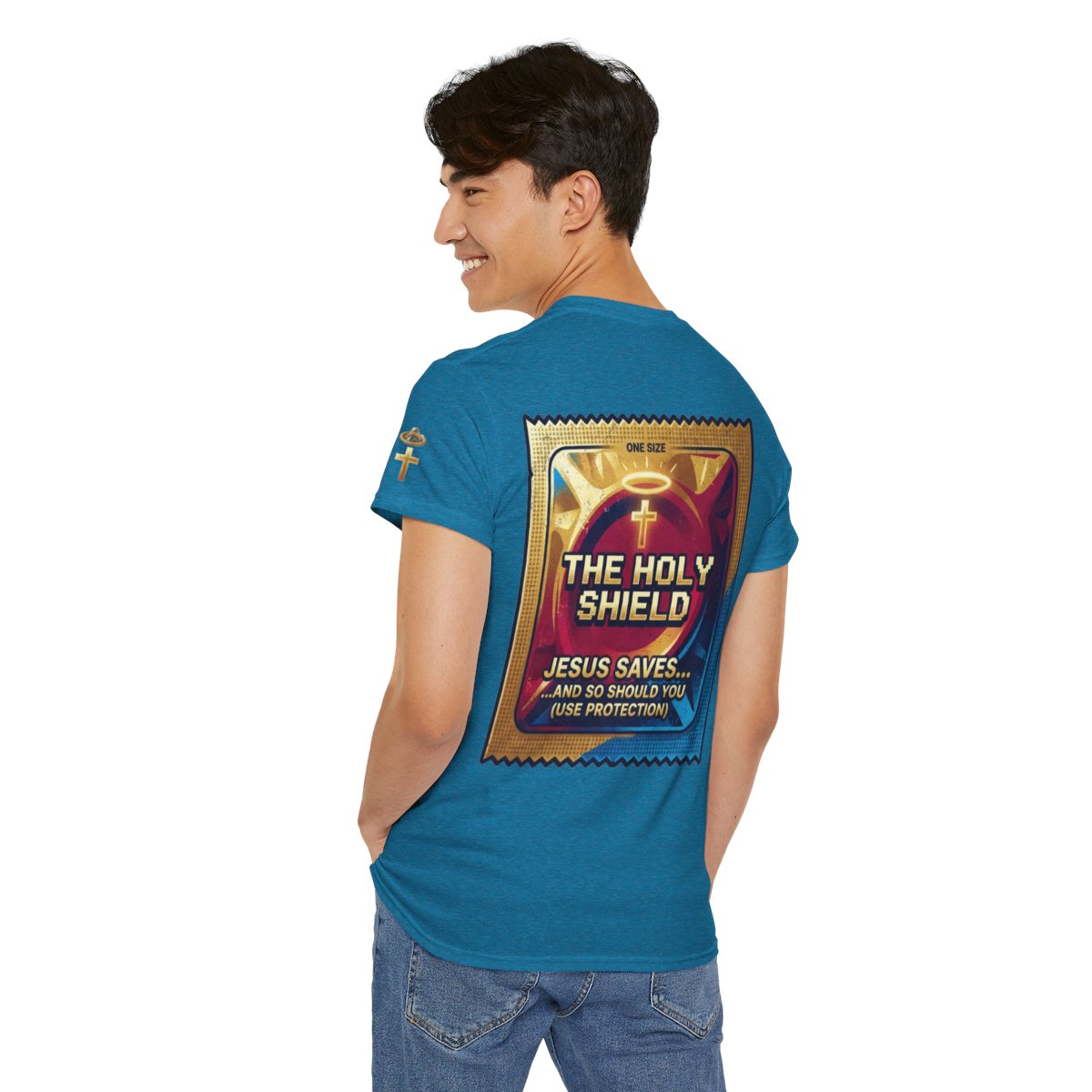 Color: Antique Sapphire | Good Book Series The Holy Shield Premium Graphic Tee