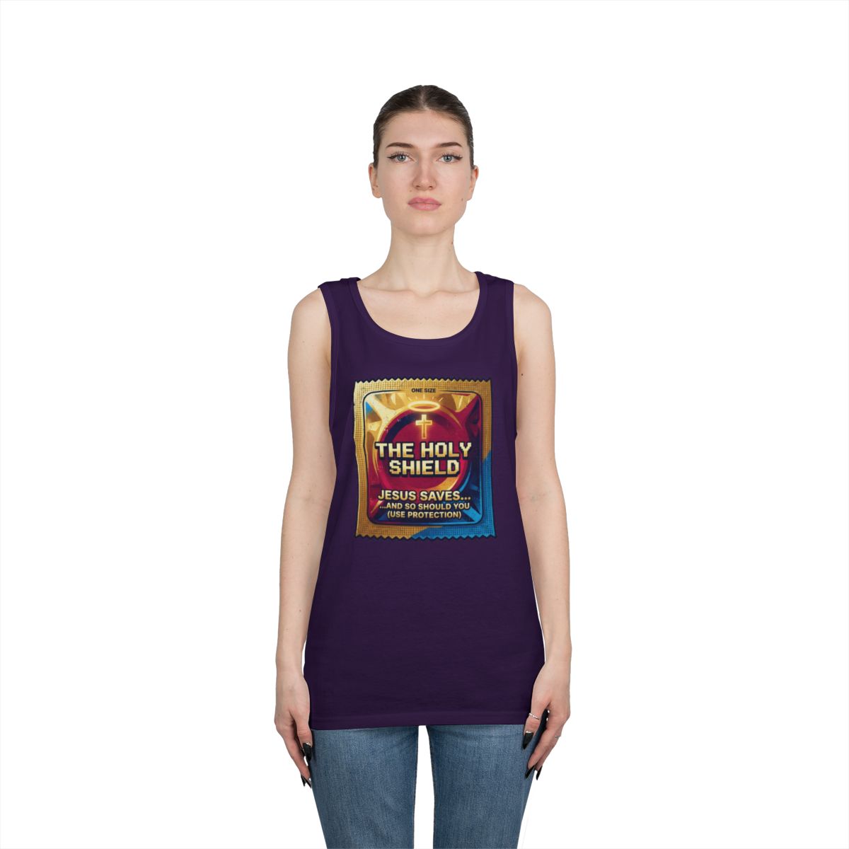 Color: Purple | Good Book Series The Holy Shield Tank Top