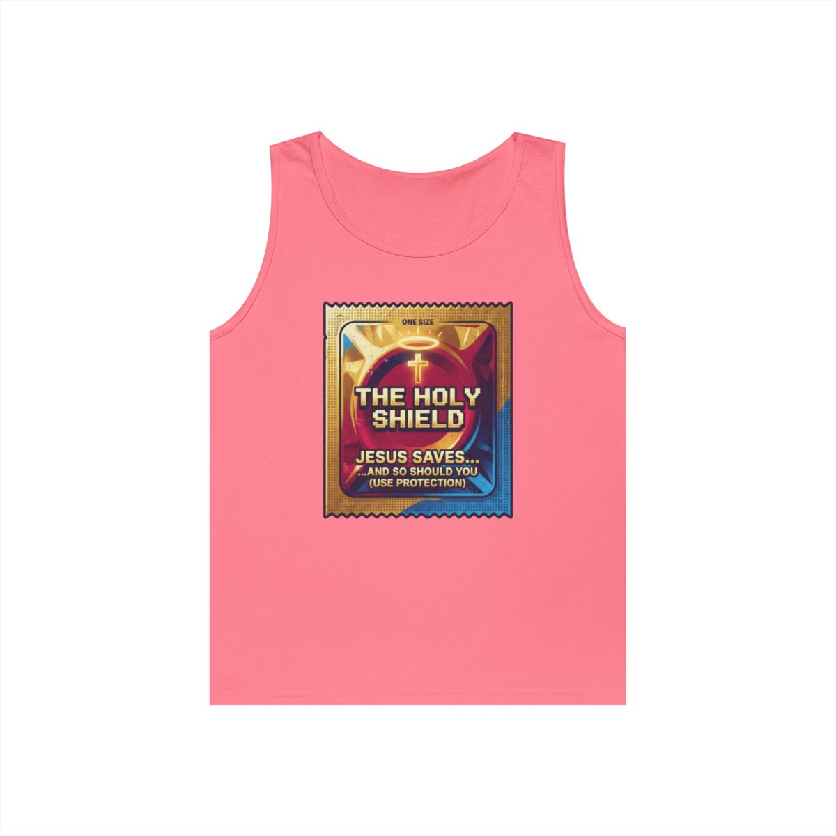 Color: Safety Pink | Good Book Series The Holy Shield Tank Top
