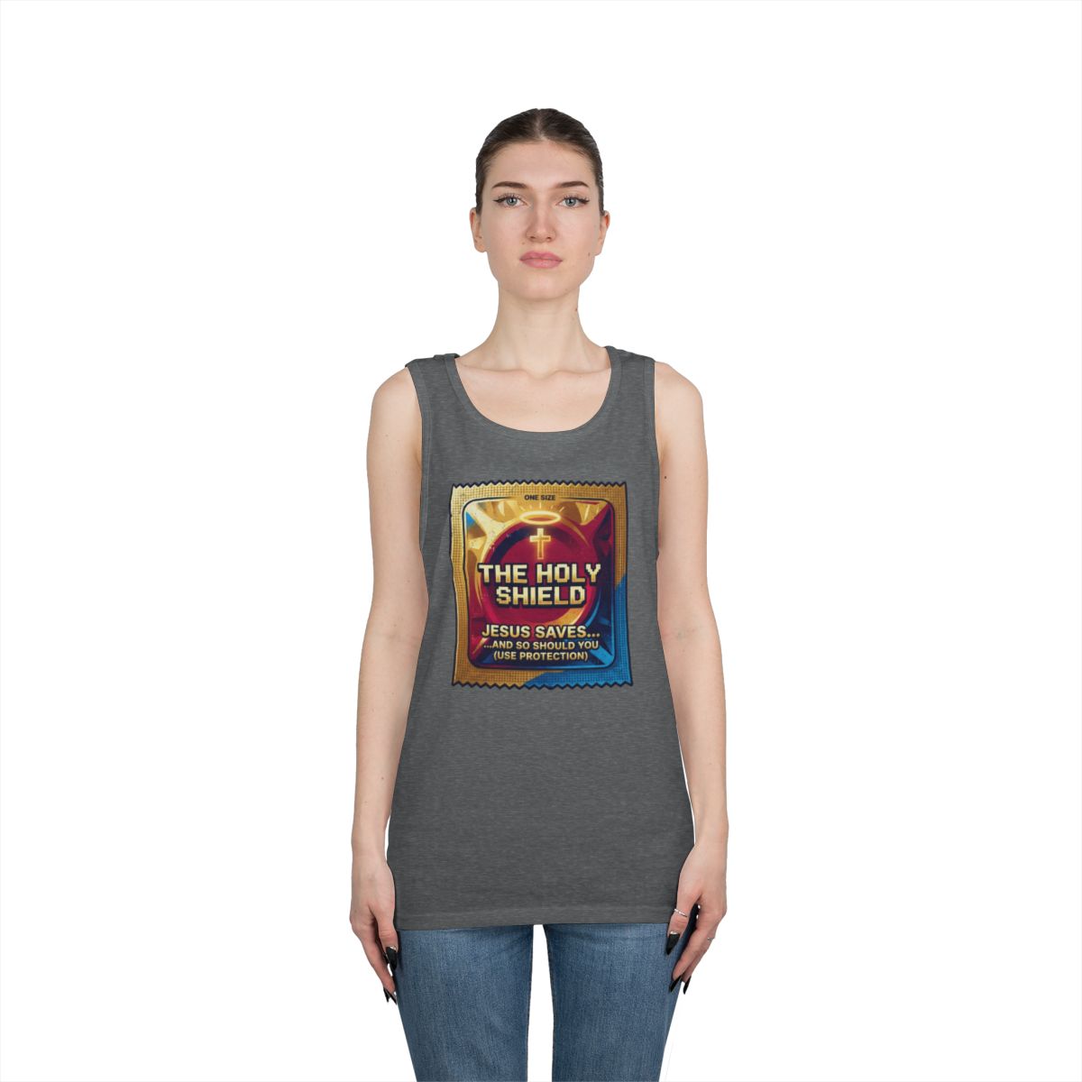 Color: Graphite Heather | Good Book Series The Holy Shield Tank Top