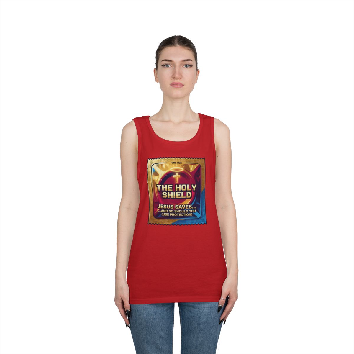 Color: Red | Good Book Series The Holy Shield Tank Top