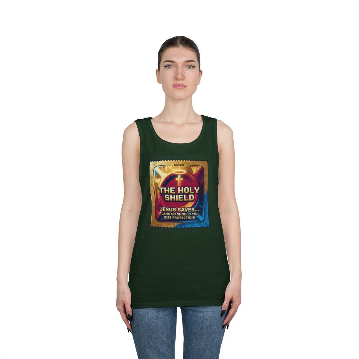 Color: Forest Green | Good Book Series The Holy Shield Tank Top